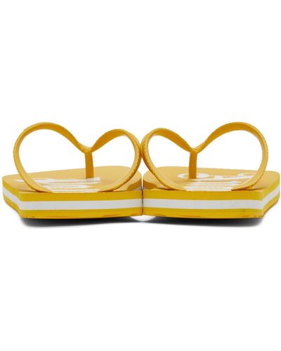 Palm Angels Yellow & White Logo Flip Flops