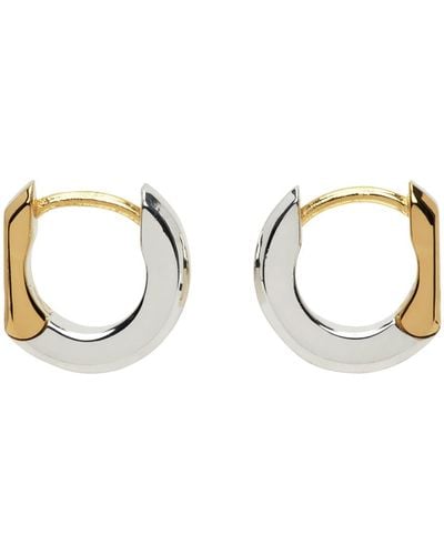 Bottega Veneta Gold & Silver Hinge Earrings - Black