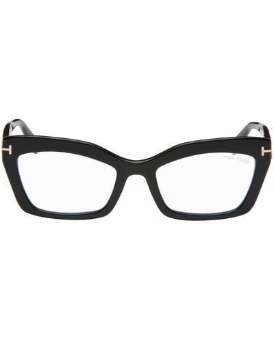 Tom Ford Black Blue-block Cat-eye Glasses