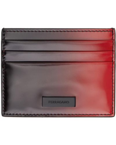 Ferragamo Black & Red Credit Plaque Holder - Multicolor