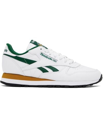 Reebok White & Green Classic Leather Trainers - Black