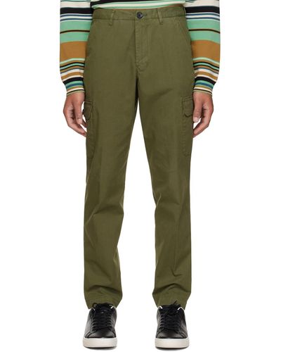 PS by Paul Smith Khaki Embroidered Cargo Trousers - Green