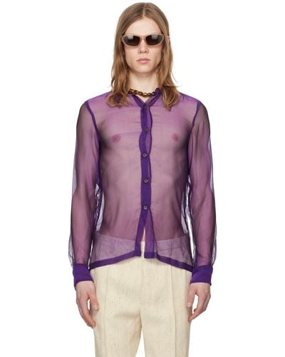 Dries Van Noten Purple Sheer Shirt