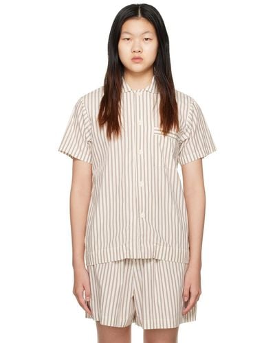 Tekla Off- Short Sleeve Pyjama Shirt - Multicolour