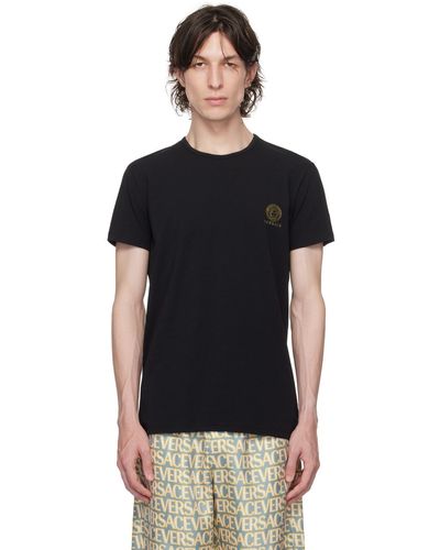 Versace Brand-print Crewneck Stretch-cotton T-shirt X - Black