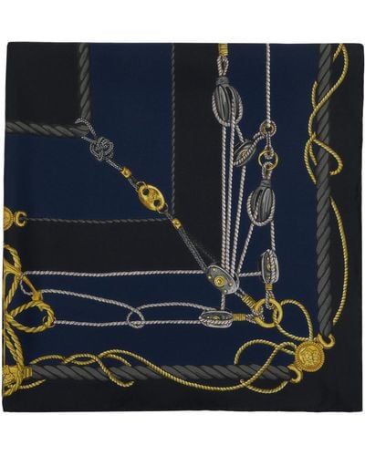 Versace ネイビー Nautical スカーフ - ブルー