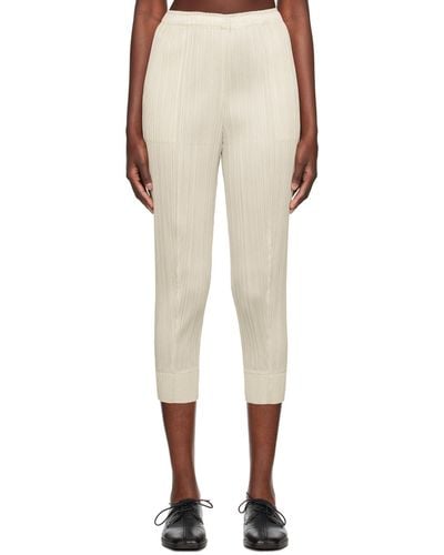 Pleats Please Issey Miyake Beige Monthly Colours September Pants - Natural