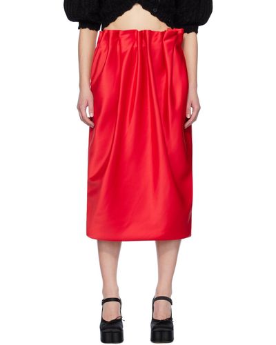 Simone Rocha Pleated Midi Skirt - Red