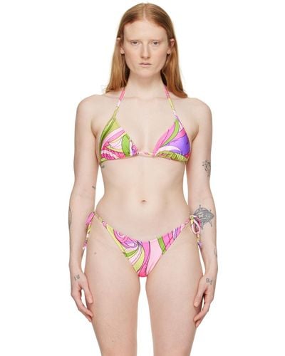 Moschino Multicolour Printed Bikini Top - Pink