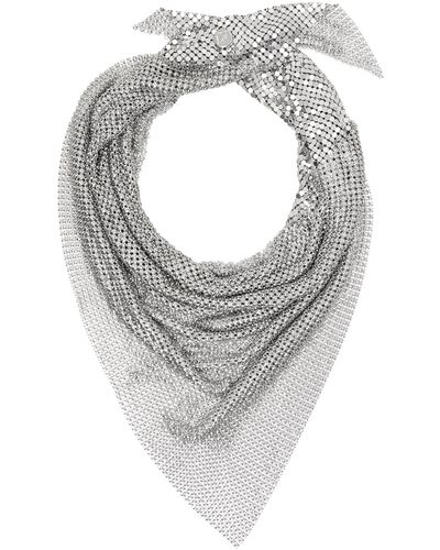 Rabanne Collier de style foulard argenté en cotte de mailles - Gris