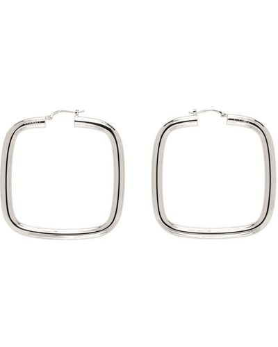 MM6 by Maison Martin Margiela Silver Brass Tubing Earrings - Black