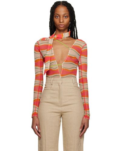 Jacquemus Multicolour Le Raphia 'le Body Abanaba' Bodysuit - Orange