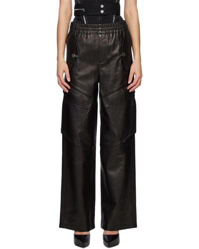 Dion Lee Cargo Leather Trousers - Black