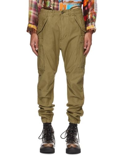 R13 Khaki Tapered Cargo Trousers - Green