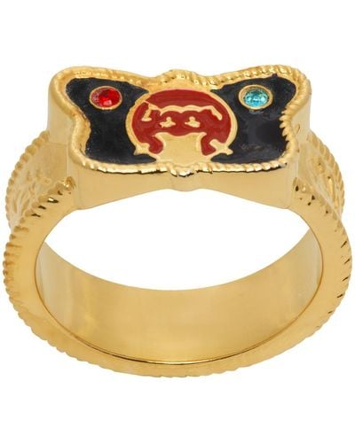 Chopova Lowena Gold Moustache Dog Ring - Metallic