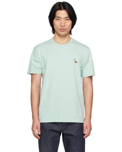 Maison Kitsuné T-shirt bleu à logo de renard - Multicolore