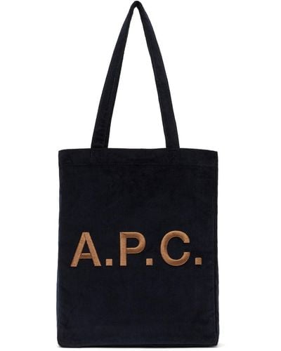 A.P.C. ネイビー Lou トートバッグ - ブラック