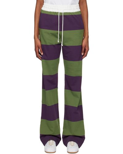 Dries Van Noten Pantalon de détente vert et mauve à rayures - Multicolore