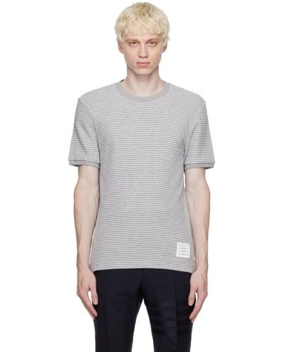 Thom Browne Thom e t-shirt gris à rayures - Noir