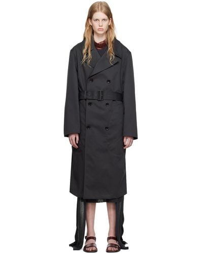 Lemaire Grey Military Trench Coat - Black