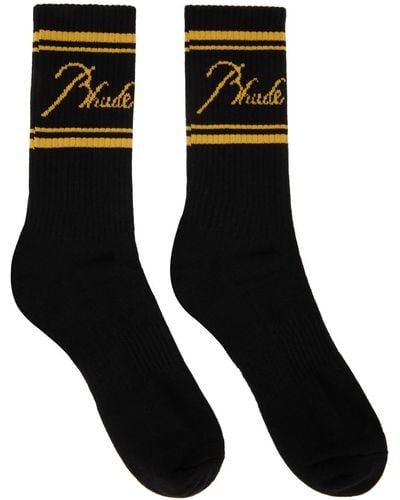 Rhude Black Script Logo Socks