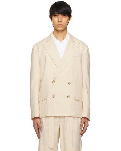 Commas Off-white Double-breasted Blazer - Natural