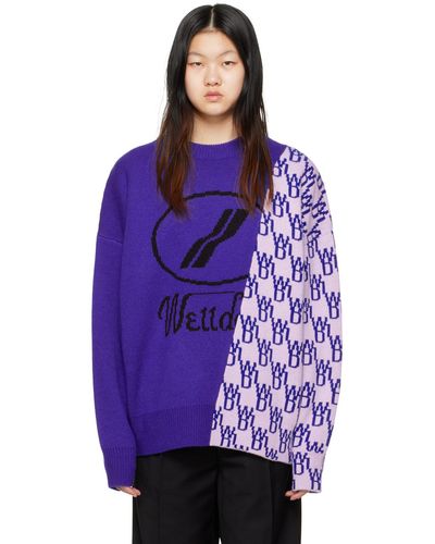 we11done Graphic Mix Sweater - Purple