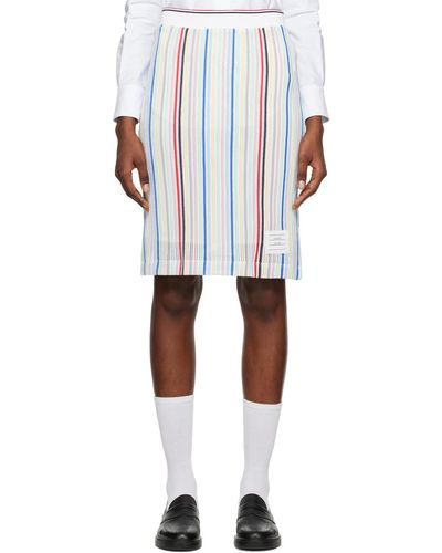 Thom Browne Multicolour Striped Midi Skirt - White
