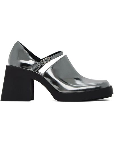 Justine Clenquet Chaussures à talon bottier kim argentées - Noir