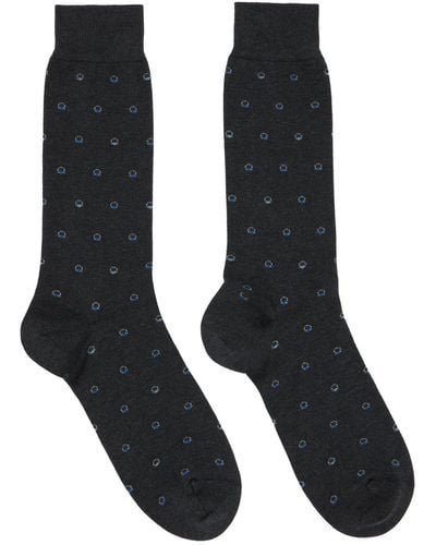 Ferragamo Gray Polka Dot Socks - Black