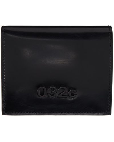 032c レザー 財布 - ブラック
