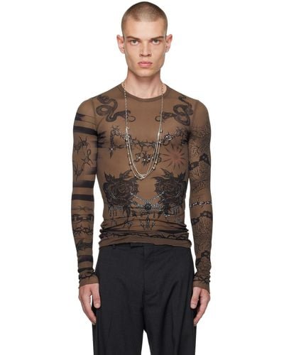 Jean Paul Gaultier T-shirt à manches longues brun édition knwls - Noir