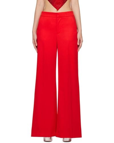 Area Red Crystal-cut Trousers