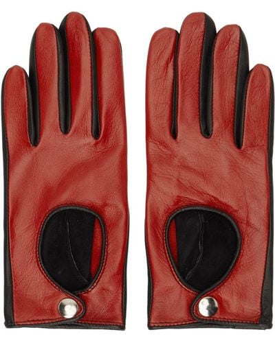 Ernest W. Baker Contrast Leather Driving Gloves - Red