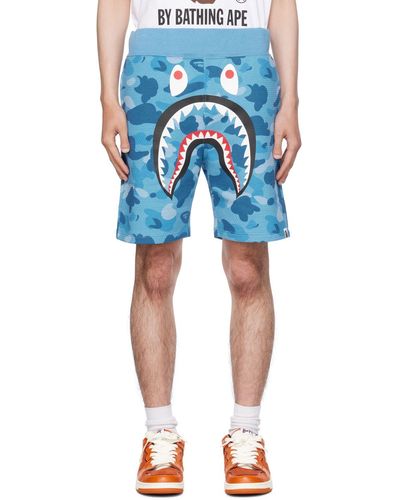 A Bathing Ape Honeycomb Camo Shark Shorts - Blue