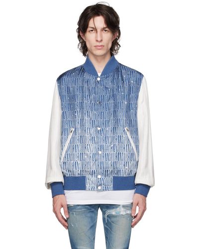 Amiri Blouson aviateur bleu à motif à logo imprimé