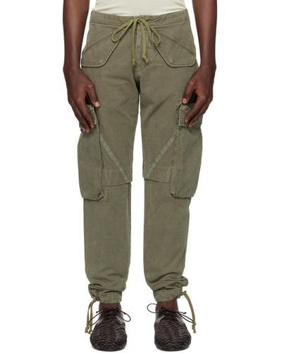 Greg Lauren Khaki 34 Gl Cargo Trousers - Green