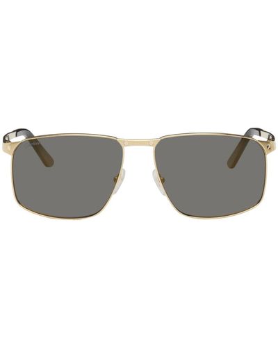 Cartier Gold Rectangular Sunglasses - Black