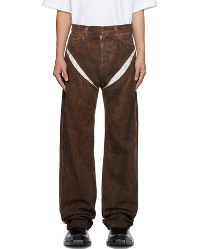 Y. Project Ssense Xx Brown Cut-out Jeans