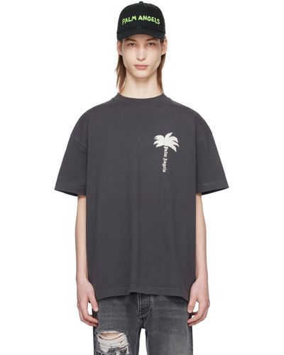 Palm Angels T-shirt gris à logo modifié - Noir