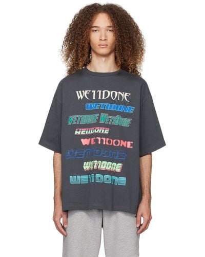 we11done Gray Printed T-shirt - Blue