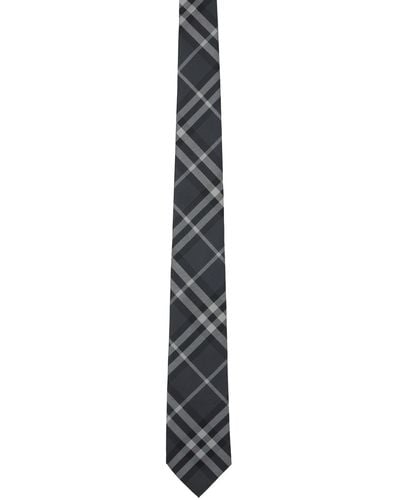 Burberry Cravate grise à carreaux - Noir