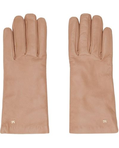 Max Mara Pink Nappa Leather Gloves - Natural