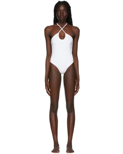 Ami Paris White Ami De Coeur One-piece Swimsuit - Black