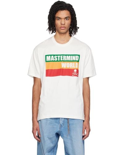 MASTERMIND WORLD ホワイト プリントtシャツ - レッド
