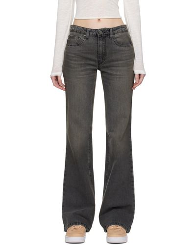 Stained Denim Flare Jeans Light Wash
