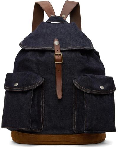 RRL Indigo Mini Panelled Denim Backpack - Black
