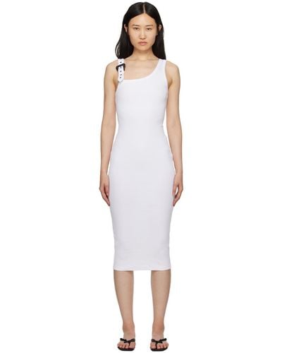 Versace Jeans Couture ホワイト Baroque Buckle ミディアムドレス - ブラック