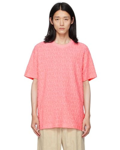 Versace オールオーバーロゴ Tシャツ - ピンク