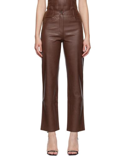 Miaou Pantalon junior brun en cuir synthétique - Marron